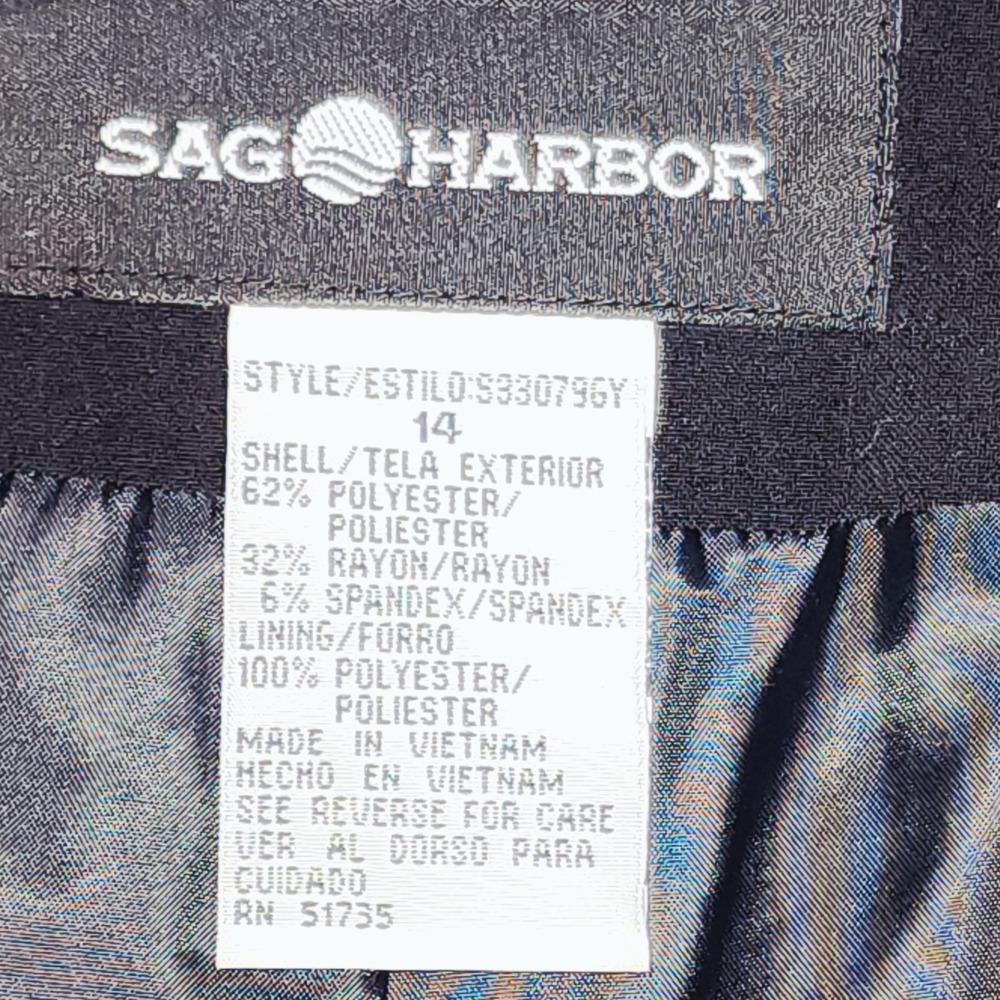 Sag Harbor Blazer Jacket 14 Black Vintage Pick Stitch Career Office - Picture 6 of 8